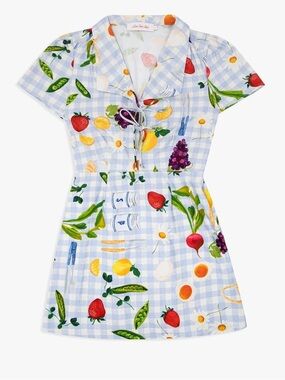 Lisa Says Gah Picnic Alfresco Alexa Fruit Gingham Mini Dress